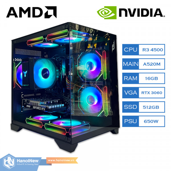 PC HNN Gaming AMD CS2 Pro (AMD Ryzen 5 4500 | Ram 16GB | SSD 512GB | VGA RTX 3060 12G)