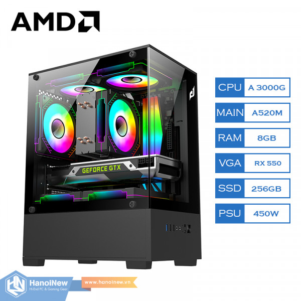 PC HNN Gaming AMD LOL Begin (AMD Athlon 3000G | Ram 8GB | SSD 256GB | VGA RX 550 4G)