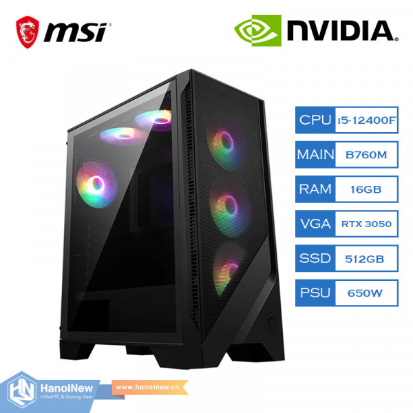 PC HNN Gaming MSI 09 (Intel Core i5-12400F | Ram 16GB | SSD 512GB | VGA RTX 3050 6GB)