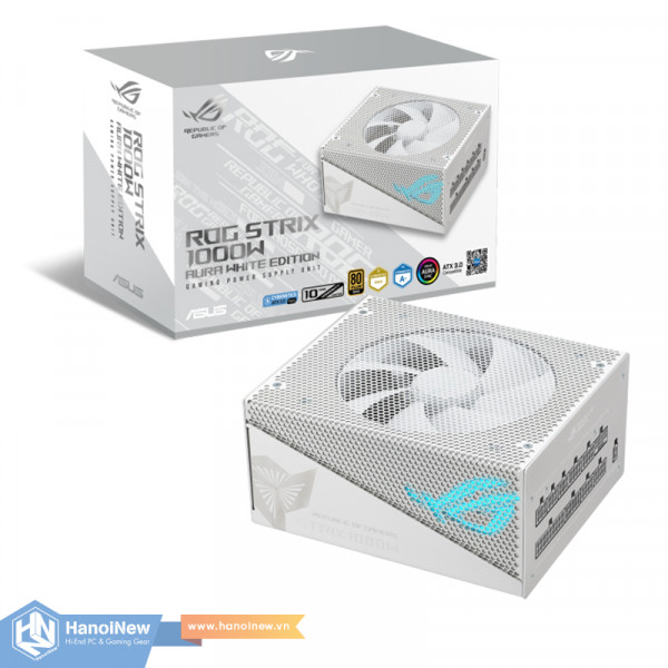 Nguồn ASUS ROG Strix 1000W Gold Aura White Edition PCIE5 80 Plus Gold Full Modular