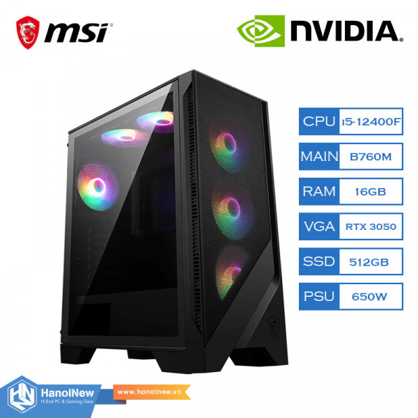 PC HNN Gaming MSI 2-9 (Intel Core i5-12400F | Ram 16GB | SSD 512GB | VGA RTX 3050 6GB)