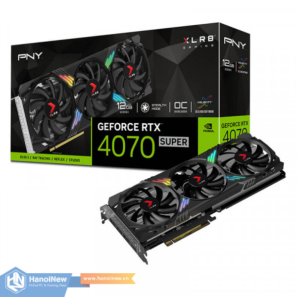 VGA PNY GeForce RTX 4070 SUPER 12GB OC XLR8 ARGB TF VERTO