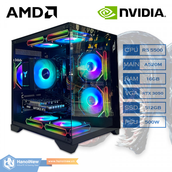 PC HNN Gaming Venom 5 (AMD Ryzen 5 5500 | Ram 16GB | SSD 512GB | VGA RTX 3050 6GB)