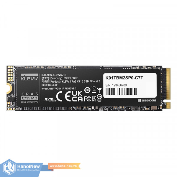 SSD KLEVV CRAS C715 1TB M.2 NVMe PCIe Gen 3 x4