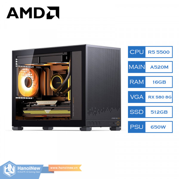 PC HNN Gaming Jonsbo AMD 01 (AMD Ryzen 5 5500 | Ram 16GB | SSD 512GB | VGA RX 580 8G)