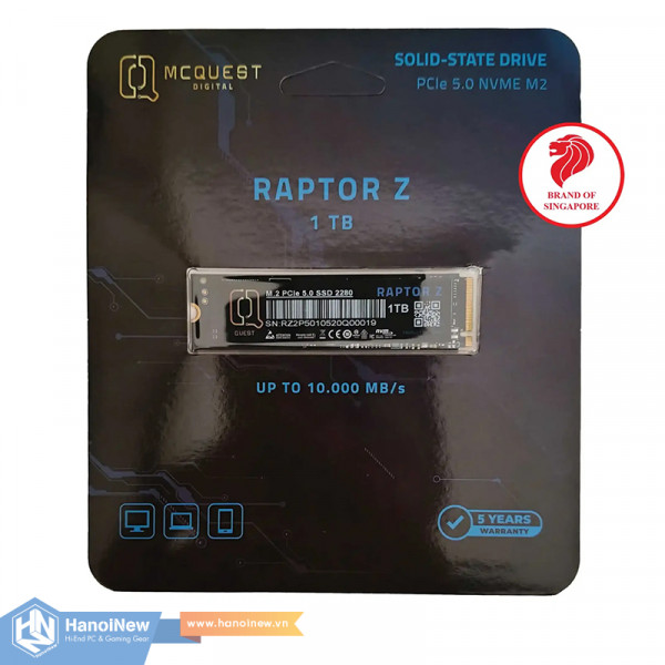SSD MCQUEST Raptor Z 1TB M.2 NVMe PCIe Gen 5 x4