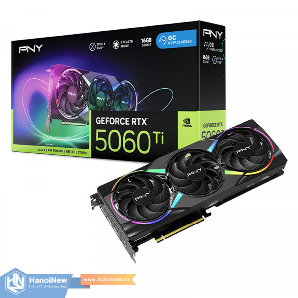 VGA PNY GeForce RTX 5060 Ti 16Gb EPIC-X RGB OC Triple Fan