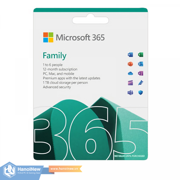 Phần Mềm Microsoft M365 Family English APAC Subscr 1YR Medialess (EP2-36878)