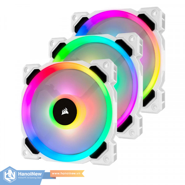 Fan Case Corsair LL120 RGB 120mm Dual Light Loop White RGB LED PWM Triple Pack with Lighting Node PRO