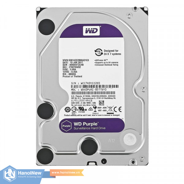 HDD WD Purple 2TB 3.5 inch - 6Gb/s, 64MB Cache, 5400rpm