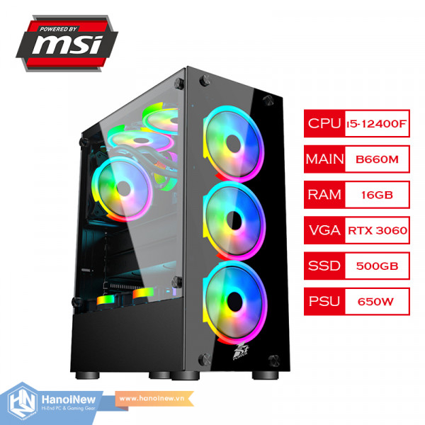 PC HNN Gaming MSI 02 (Intel Core i5-12400F | Ram 16GB | SSD 500GB PCIE Gen 4 | VGA RTX 3060 | Wifi & Bluetooth)