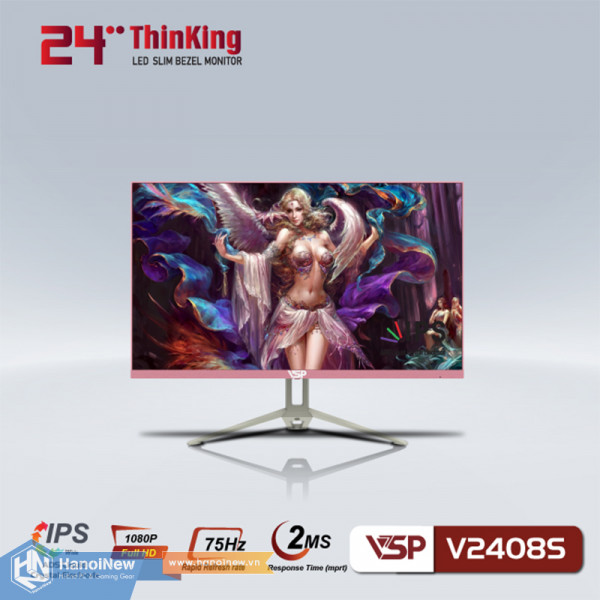 Màn Hình VSP V2408S 23.8 inch FHD IPS 75Hz 2ms Pink